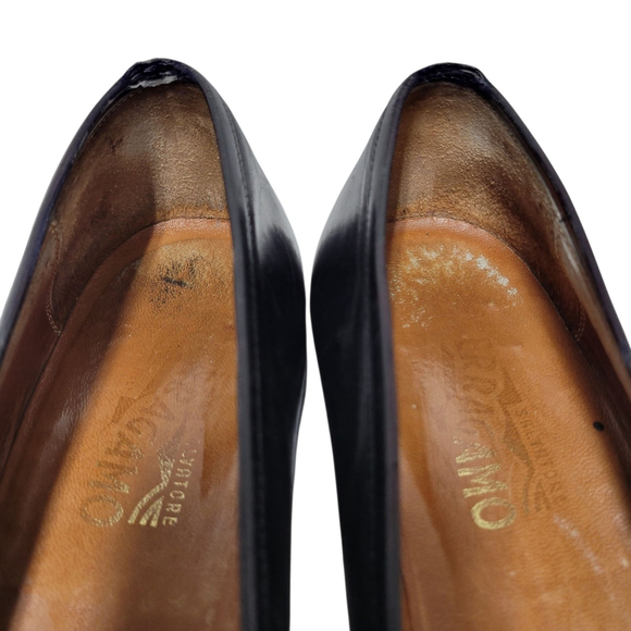 Salvatore Ferragamo Men's Black Leather Wingtip Loafers Size 9D - Picture 7 of 10